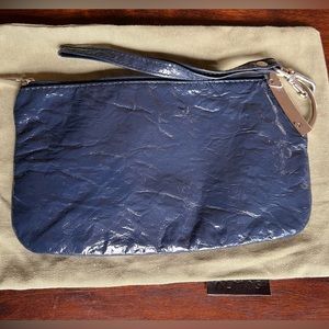 Almas blue patent leather pouch/wristlet